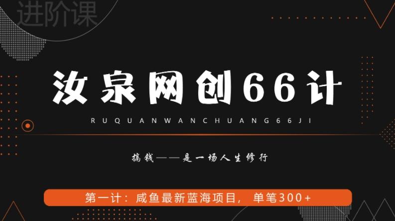 汝泉网创66计之第1计：闲鱼长期稳定项目，单笔变现300+-网创资源