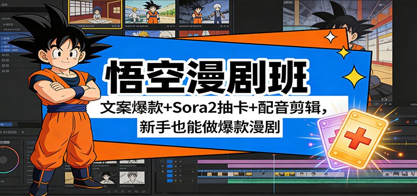 悟空漫剧班：文案爆款+Sora2抽卡+配音剪辑，新手也能做爆款漫剧-网创资源
