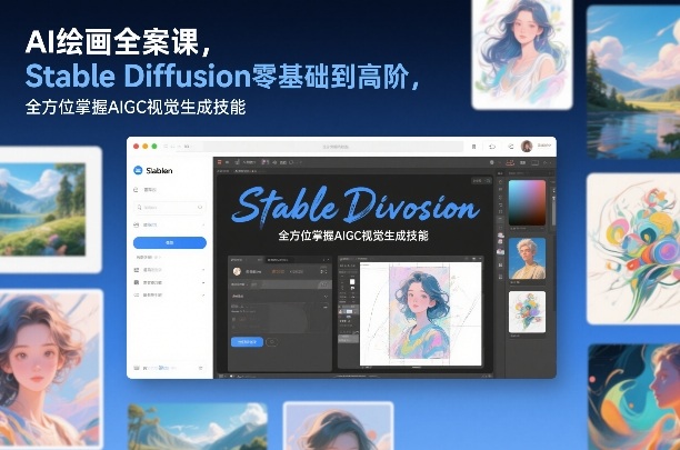 AI绘画全案课，Stable Diffusion零基础到高阶，全方位掌握AIGC视觉生成技能-网创资源