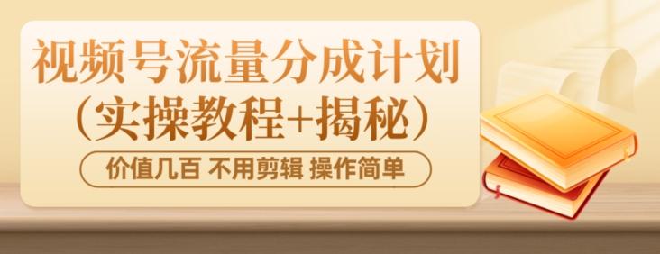 价值几百上千不用剪辑简单操作视频号流量分成计划（实操教程+揭秘）-网创资源
