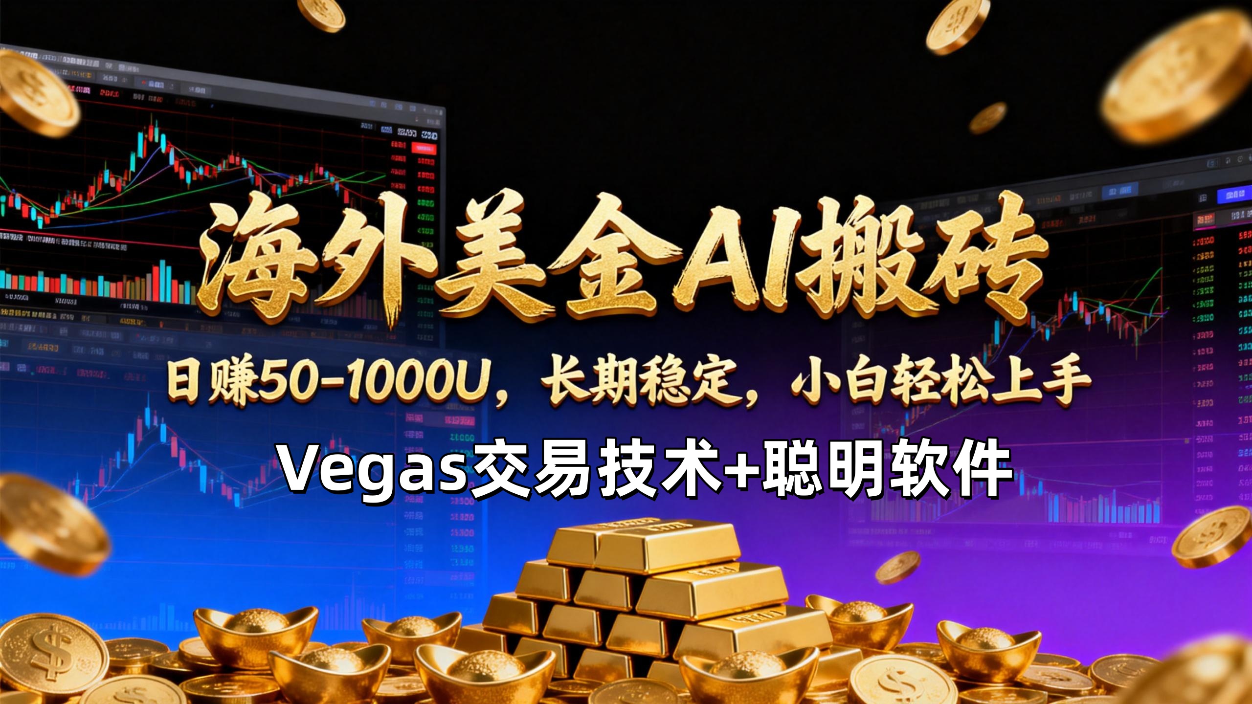 【海外美金AI搬砖】Vegas交易技术+聪明软件，日赚50-1000U，长期稳定，小白轻松上手。-网创资源