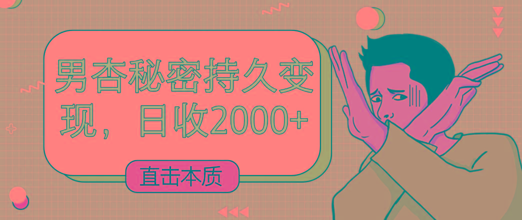 直击本质，男杏秘密持久变现，日收2000+-网创资源