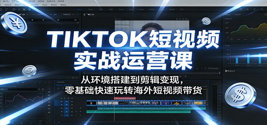 TIKTOK短视频实战运营课：从环境搭建到剪辑变现，零基础快速玩转海外短视频带货-网创资源