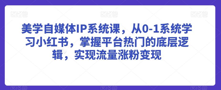 美学自媒体IP系统课，从0-1系统学习小红书，掌握平台热门的底层逻辑，实现流量涨粉变现-网创资源