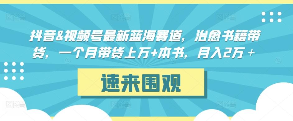 抖音&视频号最新蓝海赛道，治愈书籍带货，一个月带货上万+本书，月入2万＋【揭秘】-网创资源