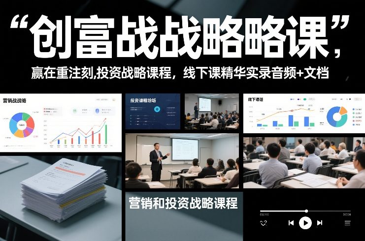 创富战略课，赢在重注时刻，营销和投资战略课程，线下课精华实录音频+文档-网创资源