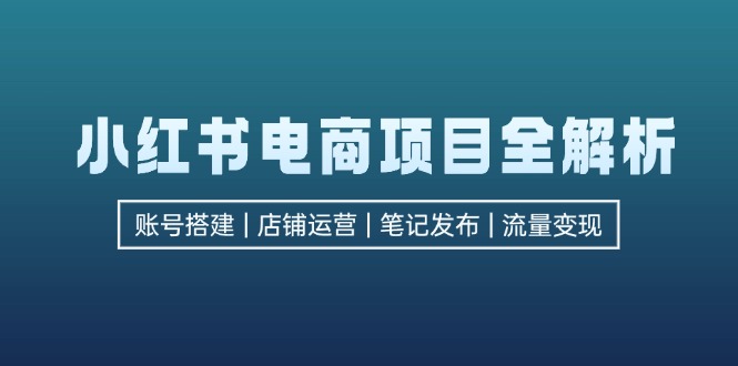 小红书电商项目全解析，包括账号搭建、店铺运营、笔记发布  实现流量变现-网创资源