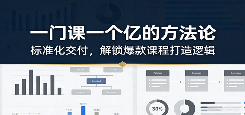 一门课一个亿的方法论：标准化交付，解锁爆款课程打造逻辑-网创资源