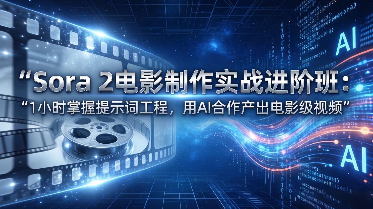 Sora 2电影制作实战进阶班：1小时掌握提示词工程，用AI合作产出电影级视频-网创资源