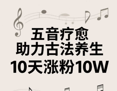 古法五音养生教程，五音疗愈的视频的制作方法，2-4小时就能学会，作者10天涨粉10W-网创资源