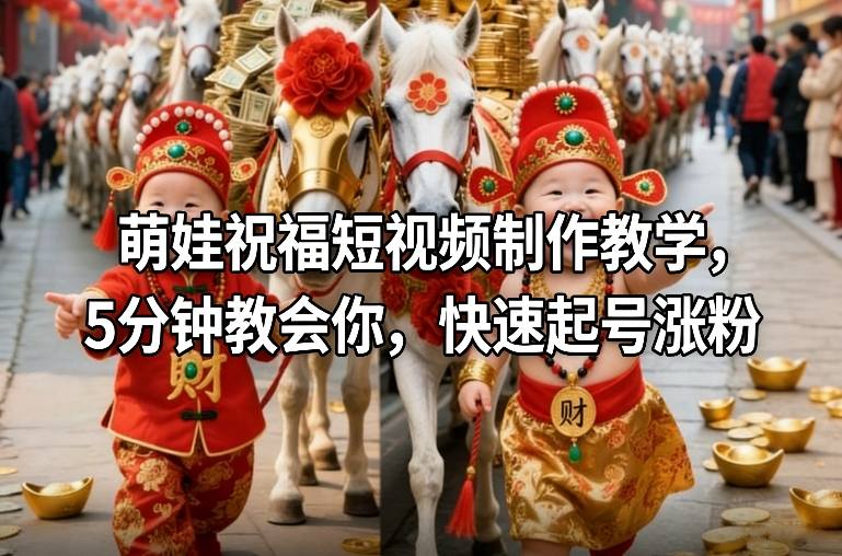 萌娃祝福短视频制作教学，5分钟教会你，快速起号涨粉-网创资源