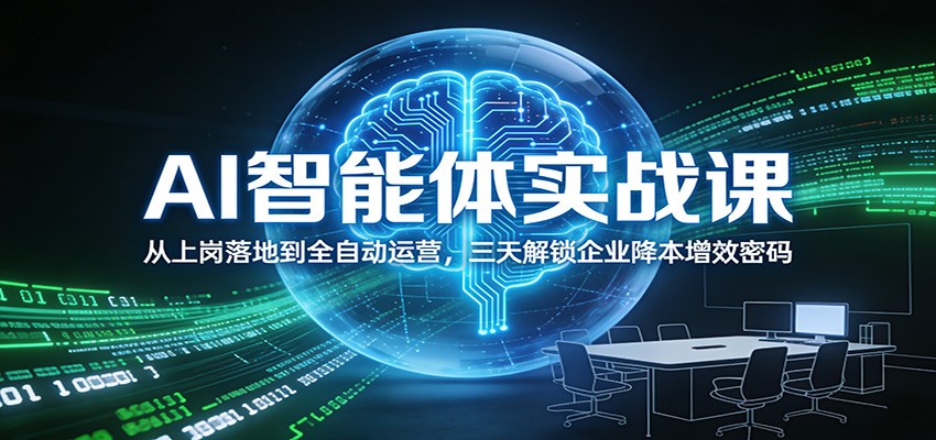 AI智能体实战课：从上岗落地到全自动运营，三天解锁企业降本增效密码-网创资源