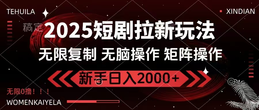 2025短剧拉新玩法，无需注册登录，无限0撸，无脑批量操作日入2000+-网创资源