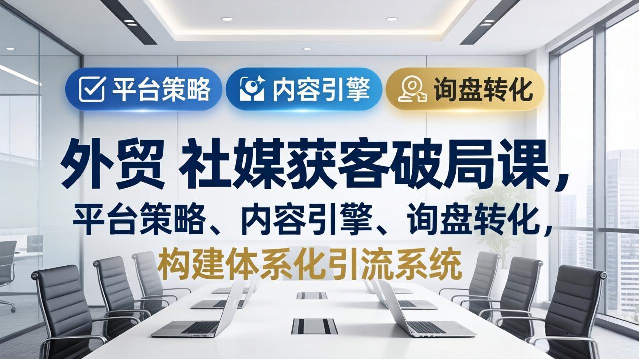 外贸 社媒获客破局课，平台策略、内容引擎、询盘转化，构建体系化引流系统(更新26年3月-网创资源