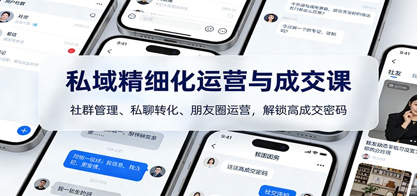 私域精细化运营与成交课：社群管理、私聊转化、朋友圈运营，解锁高成交密码-网创资源
