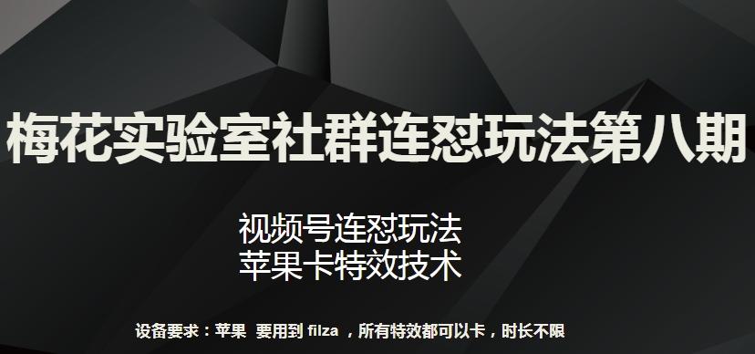 梅花实验室社群连怼玩法第八期，视频号连怼玩法 苹果卡特效技术【揭秘】-网创资源