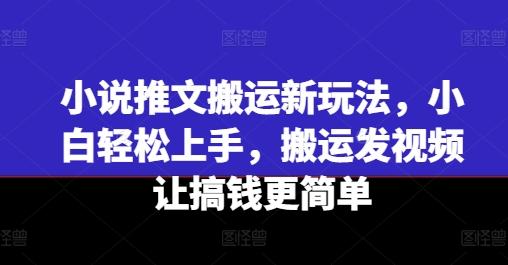 小说推文搬运新玩法，小白轻松上手，搬运发视频让搞钱更简单-网创资源