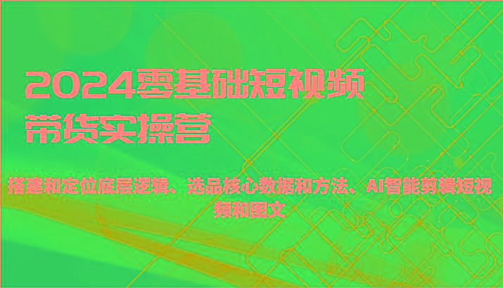 2024零基础短视频带货实操营-搭建和定位底层逻辑、选品核心数据和方法、AI智能剪辑-网创资源