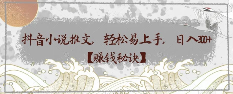 抖音小说推文，轻松易上手，日入300+【赚钱秘诀】-网创资源