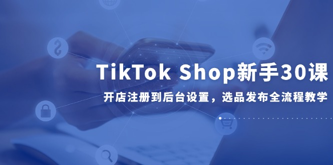 TikTok Shop新手30课，开店注册到后台设置，选品发布全流程教学-网创资源