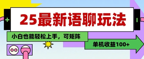 25年最新语聊玩法，纯手工，单机收益100+，小白也能轻松上手，可矩阵操作-网创资源