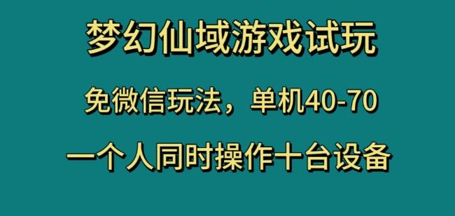梦幻仙域游戏试玩，免微信玩法，单机40-70，一个人同时操作十台设备【揭秘】-网创资源