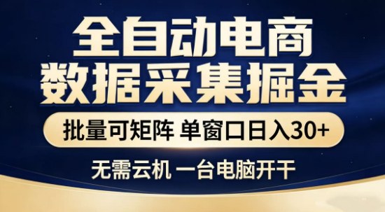 独家电商数据全自动采集项目，批量可矩阵，单窗口轻松日入3张+【揭秘】-网创资源