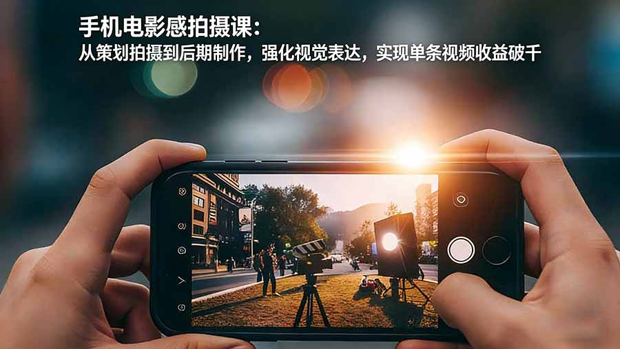 手机电影感拍摄课：从策划拍摄到后期制作，强化视觉表达，实现单条视频收益破千-网创资源