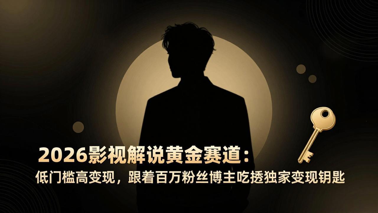 2026影视解说黄金赛道：低门槛高变现，跟着百万粉丝博主吃透独家变现钥匙-网创资源