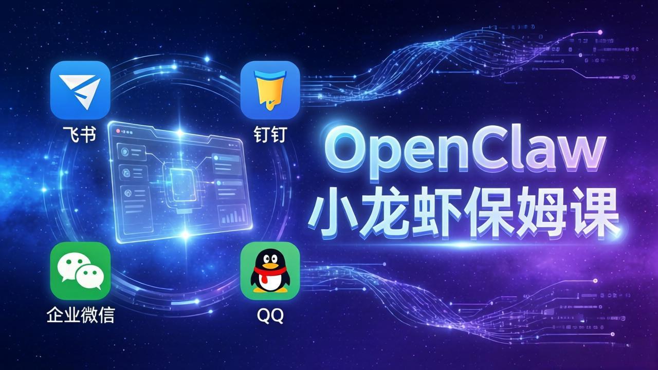 OpenClaw小龙虾保姆课： Windows/macOS/Linux/Docker全系统安装，飞书+钉钉+企业微信+QQ 全接入-网创资源
