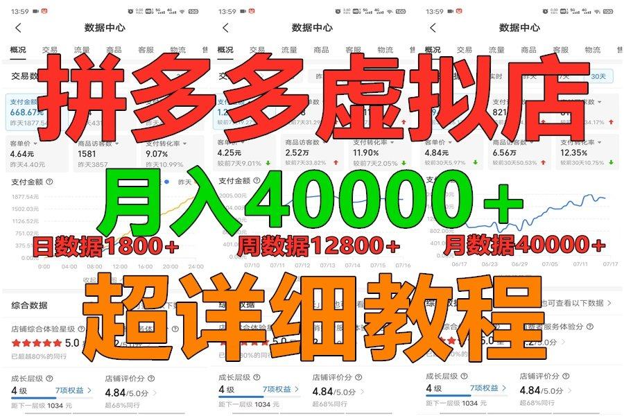 拼多多虚拟电商训练营月入40000+，全网最详细，你做你也行，暴利稳定长久-网创资源