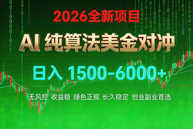 2026 全新美金对冲项目，不套平台赠金，不封号，纯算法对冲，日入 1500-6000+-网创资源