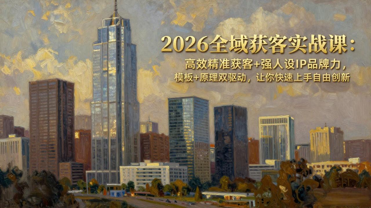 2026全域获客实战课：高效精准获客+强人设IP品牌力，模板+原理双驱动，让你快速上手自由创新-网创资源