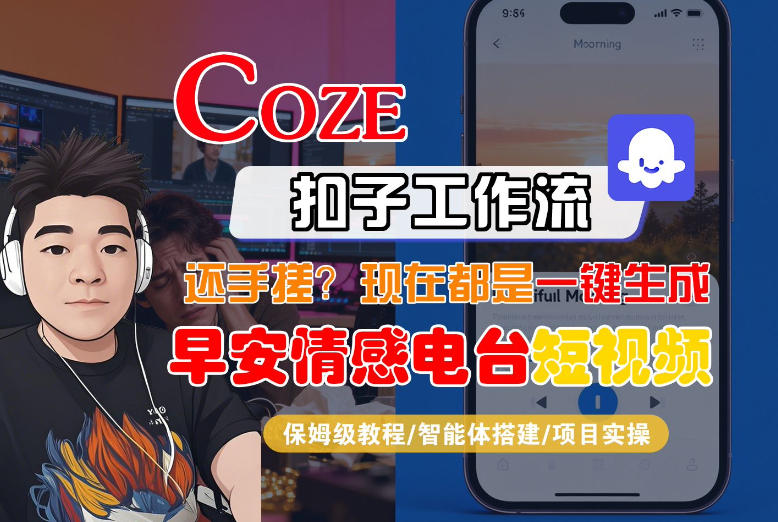 【Coze工作流搭建实操教程】【coze】早安情感电台日签视频还在手动做？用扣子工作流自动生成，省时90%-网创资源