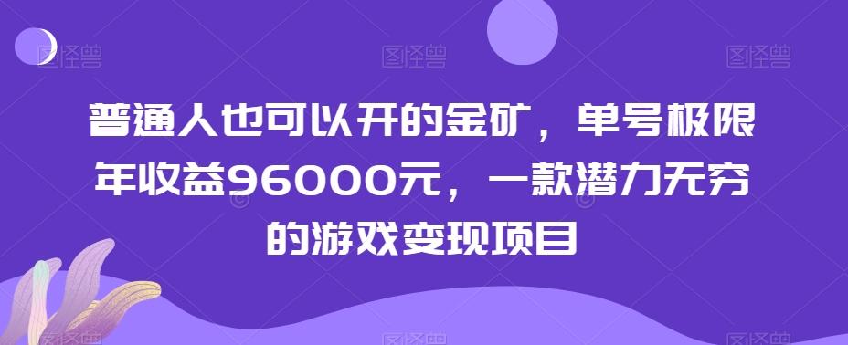 普通人也可以开的金矿，单号极限年收益96000元，一款潜力无穷的游戏变现项目【揭秘】-网创资源