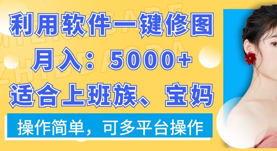 利用软件一键修图月入5000+，适合上班族、宝妈，操作简单，可多平台操作【揭秘】-网创资源