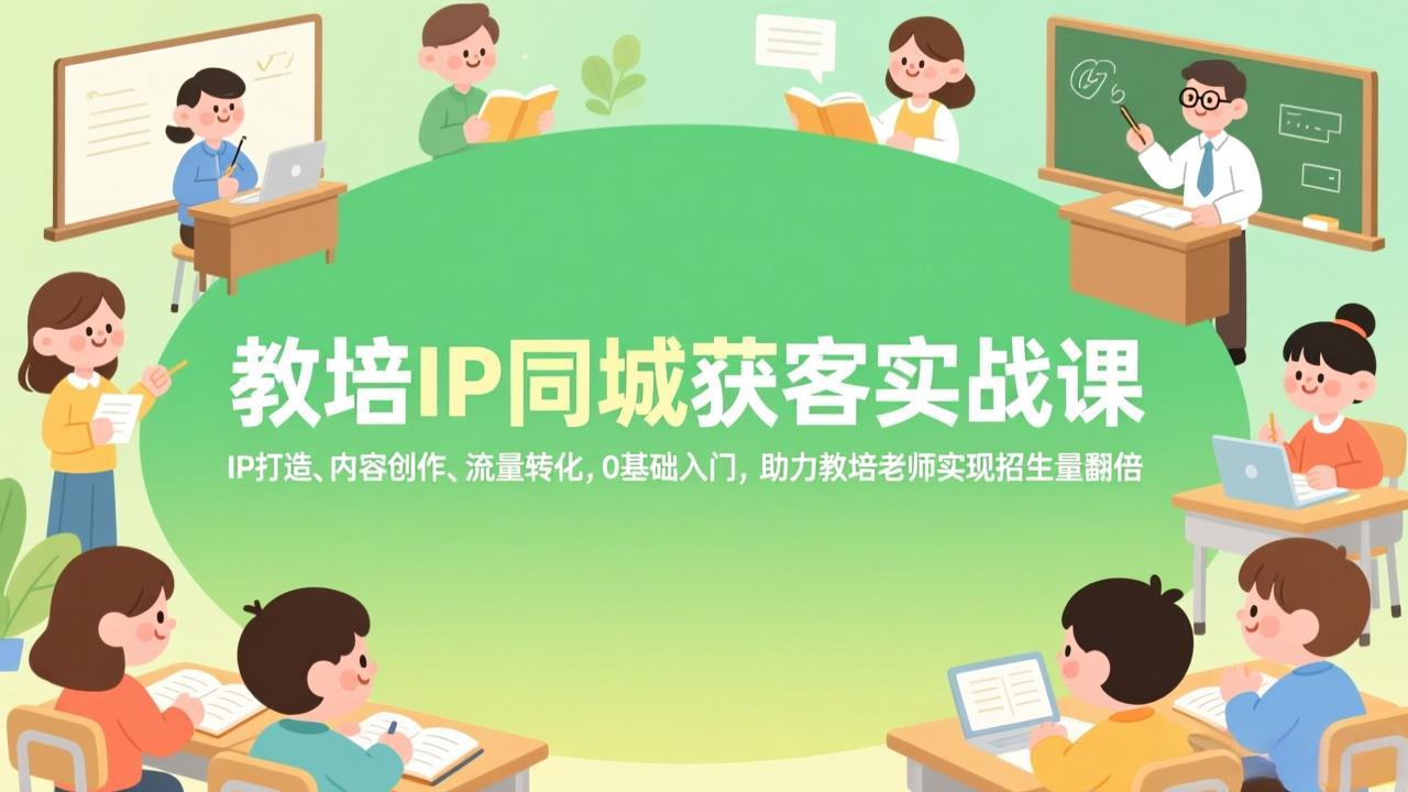 教培IP同城获客实战课，IP打造、内容创作、流量转化，0基础入门，助力教培老师实现招生量翻倍-网创资源