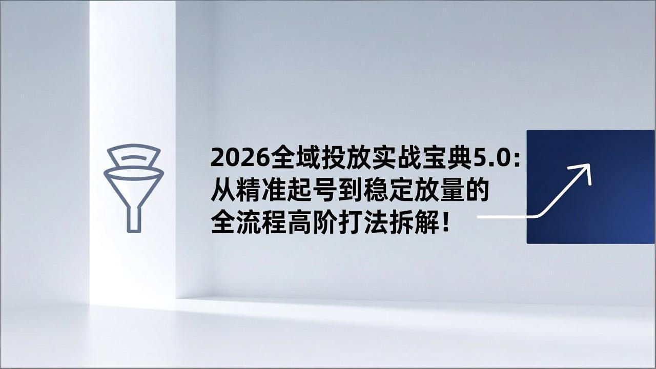 2026全域投放实战宝典5.0：从精准起号到稳定放量的全流程高阶打法拆解！-网创资源