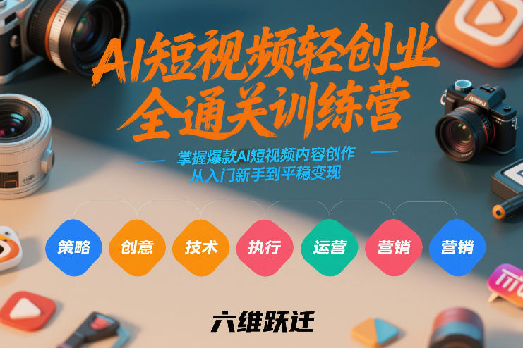 AI短视频轻创业全通关训练营，掌握爆款AI短视频内容创作，从入门新手到平稳变现的六维跃迁-网创资源