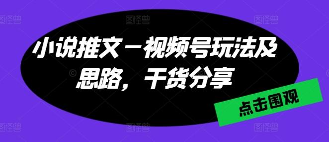 小说推文—视频号玩法及思路，干货分享-网创资源