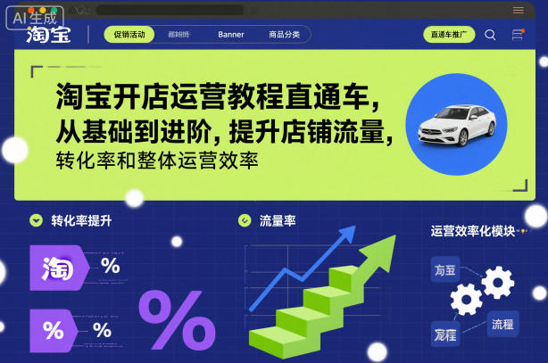 淘宝开店运营教程直通车，从基础到进阶，提升店铺流量，转化率和整体运营效率(更新26年3月24日)-网创资源