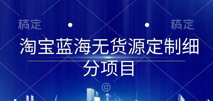 淘宝蓝海无货源定制细分项目，从0到起店实操全流程【揭秘】-网创资源