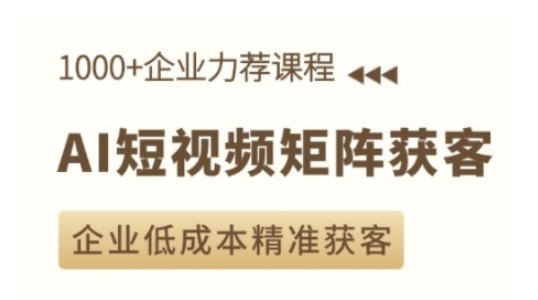 AI短视频矩阵获客实操课，企业低成本精准获客-网创资源