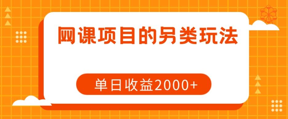 网课项目的另类玩法，单日收益2000+【揭秘】-网创资源
