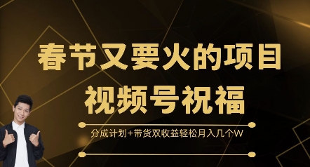 春节又要火的项目视频号祝福，分成计划+带货双收益，轻松月入几个W【揭秘】-网创资源