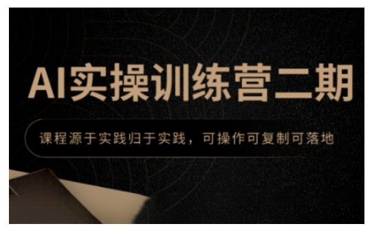 AI实操训练营二期，课程源于实践归于实践，可操作可复制可落地-网创资源