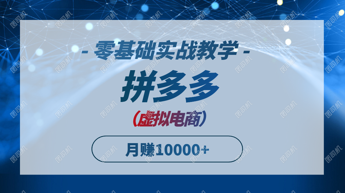 拼多多虚拟电商，零基础实战教学，快速打爆商品，新手也能月入10000+-网创资源