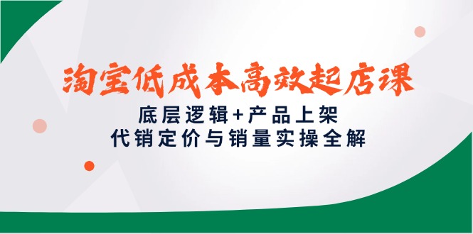 淘宝低成本高效起店课，底层逻辑+产品上架，代销定价与销量实操全解-网创资源