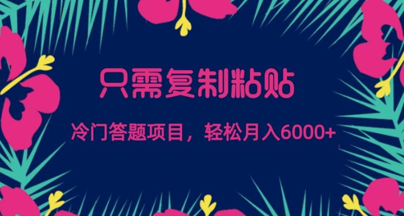 只需复制粘贴，冷门答题项目，轻松月入6000-网创资源