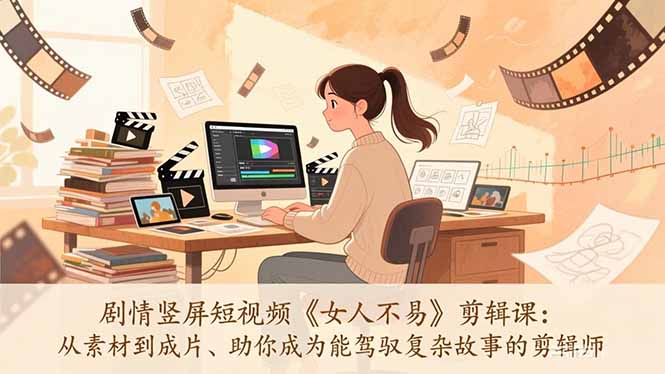 剧情竖屏短视频《女人不易》剪辑课：从素材到成片、助你成为能驾驭复杂故事的剪辑师-网创资源